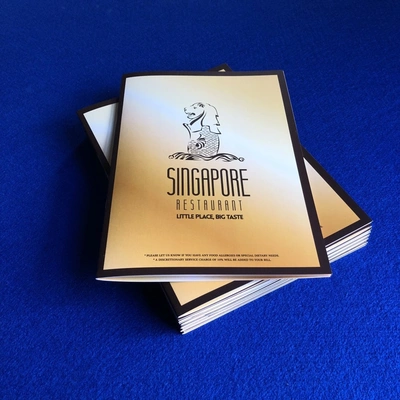 Folded A4 Laminated Menus For Singapore Restaurant