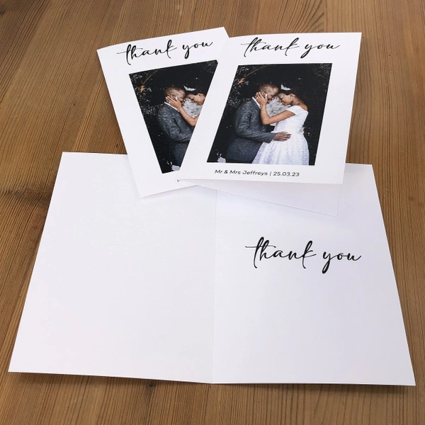  Thank Cards Folded Hammered White 250gsm Stock