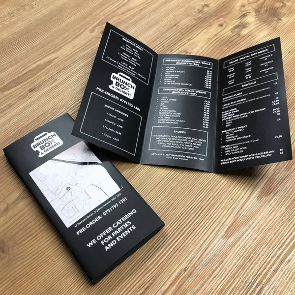 Folded Menus for Brunch Box & Desserts