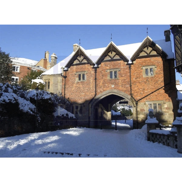 FP/55 Snow on the Abbey Gateway Malvern